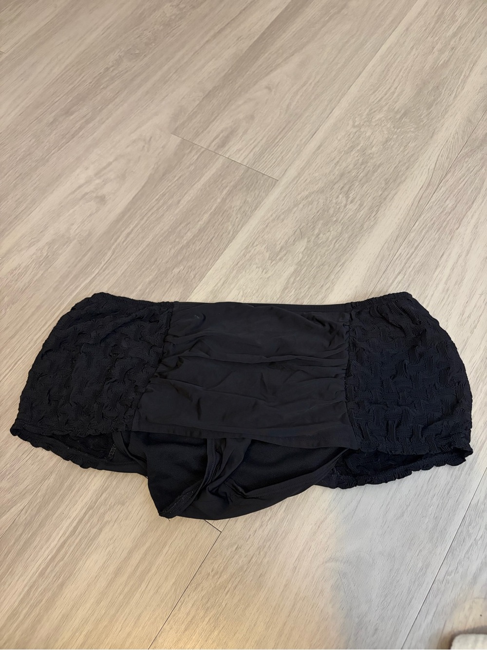 Laundry By Shelli Segal Black Textured Bandeau Bikini Bottoms
